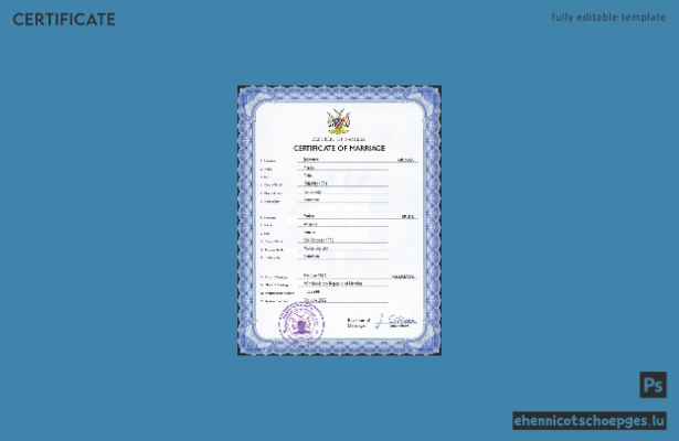 Namibische Heiratsurkunde (PSD-Beispielvorschau)